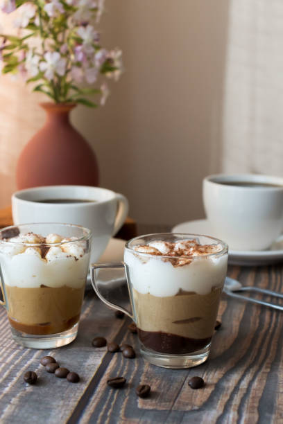 istock Coffee drink. On a wooden background. Morning. 1591518741