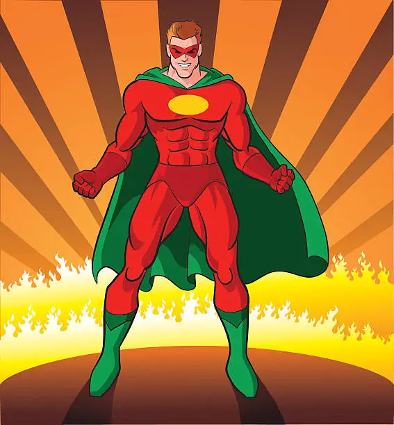 Vector illustration of Super Hero Ready for Challenge