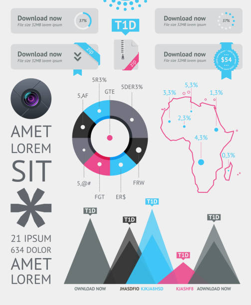 Elements of Infographics with buttons and menus vector art illustration