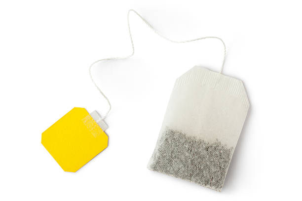 istock Teabag with yellow label. Top view. 159158860