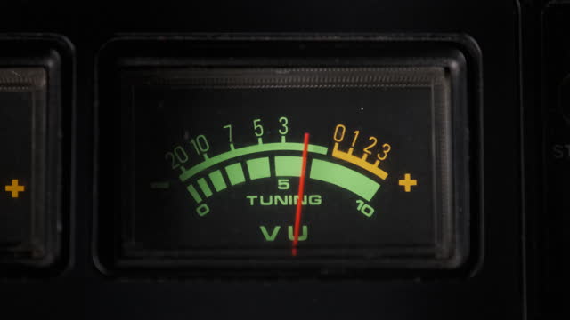 Arrow VU Meter on Tape Recorder, Vintage Analog Indicator