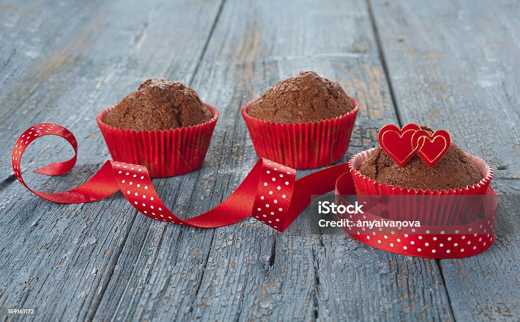 muffins de chocolate decorado - Royalty-free Antigo Foto de stock