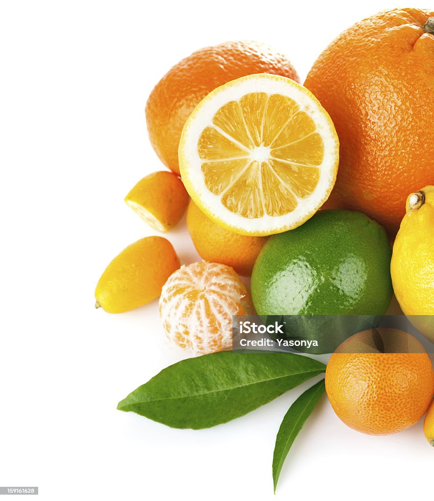 fresh citrus fruit with green leaf fresh citrus fruit with green leaf isolated on white background Citrus Fruit Stock Photo