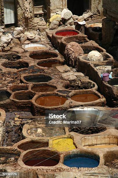 Marokkofes Traditionelle Marokkanische Leder Gerbereien Stockfoto und mehr Bilder von Arbeitsstätten