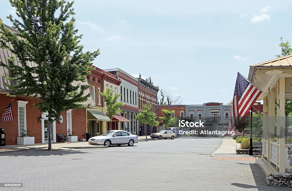 Adairsville Georgia The small North Georgia town of Adairsville, located in Northwest Georgia, approximate population of 4600 people.  A small Southern town's preserved 19th century main street shopping area.  Small town USA. Small Town America Stock Photo