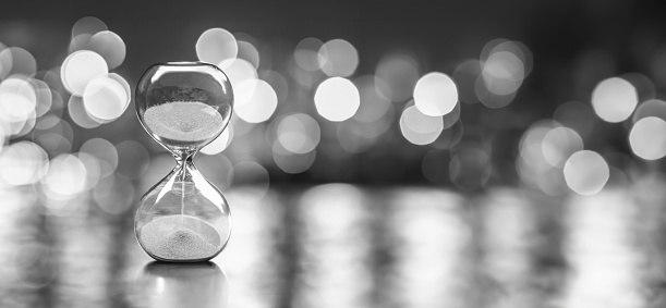 Hourglass with background bokeh