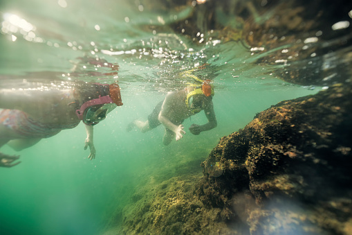 Teenagers snorkeling in clean waters of Ligurian sea in the town of Rapallo.
Show with Canon R5