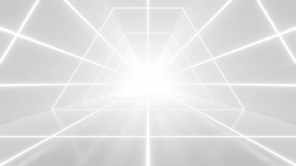 istock 3d rendering of white abstract sci-fi tunnel, Futuristic spaceship corridor. 1591661124