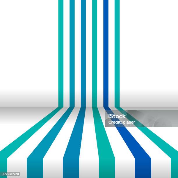 Blue Green Parallel Stripes Passing Two Corners Stock Illustration ...