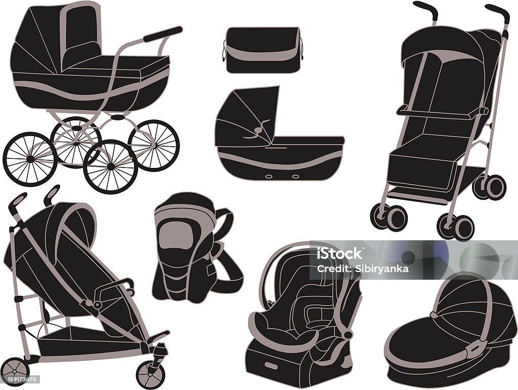 Strollers - arte vectorial de Sillita de seguridad de bebés libre de derechos