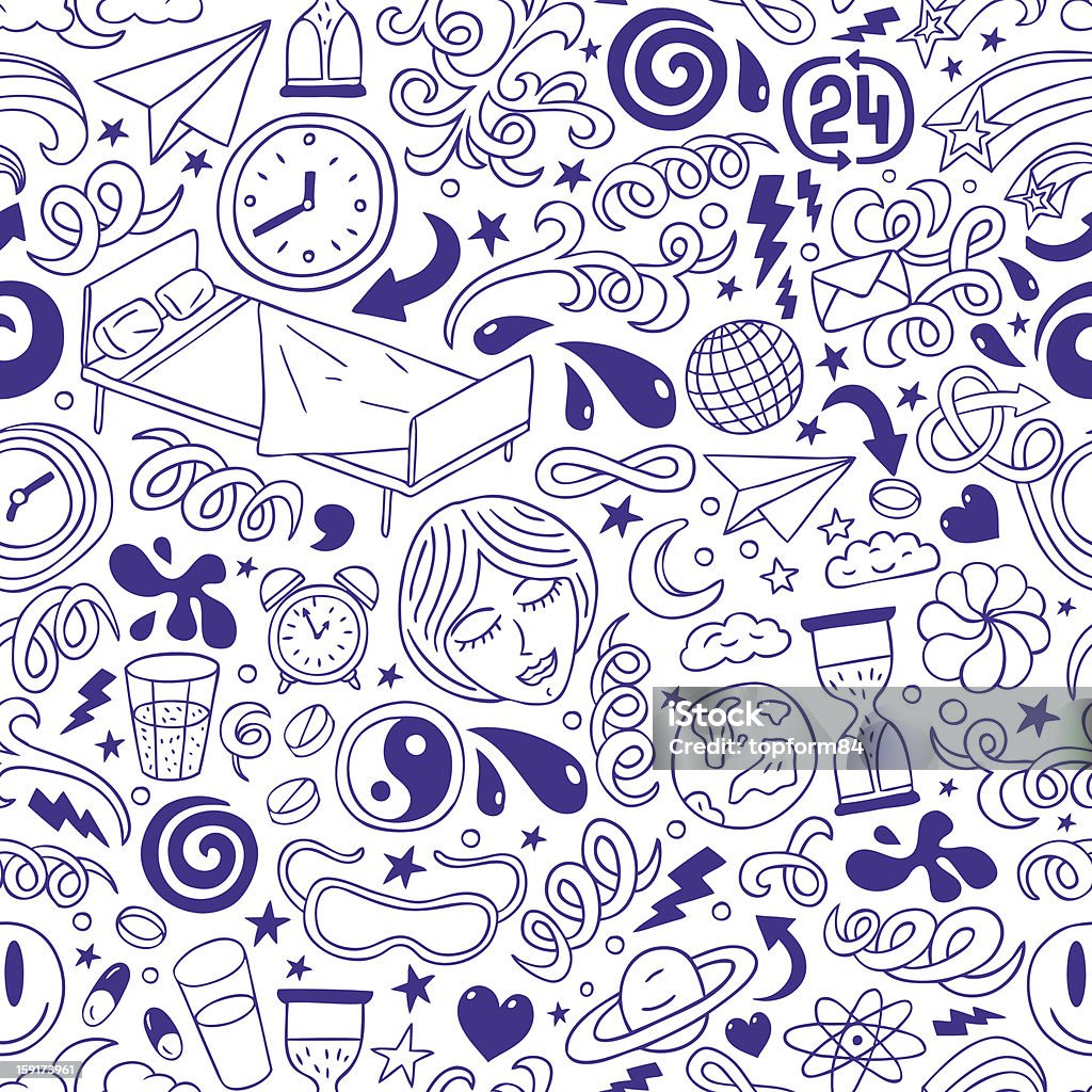 Sleep Pattern Draw Sleep Seamless Pattern Stock Illustration - Download Image Now - Time ...