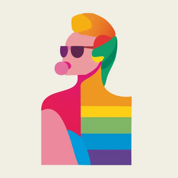 Vector illustration of LGBT community. LGBTQ Pride Parade. Gay and lesbian character. Vector illustration of a person character