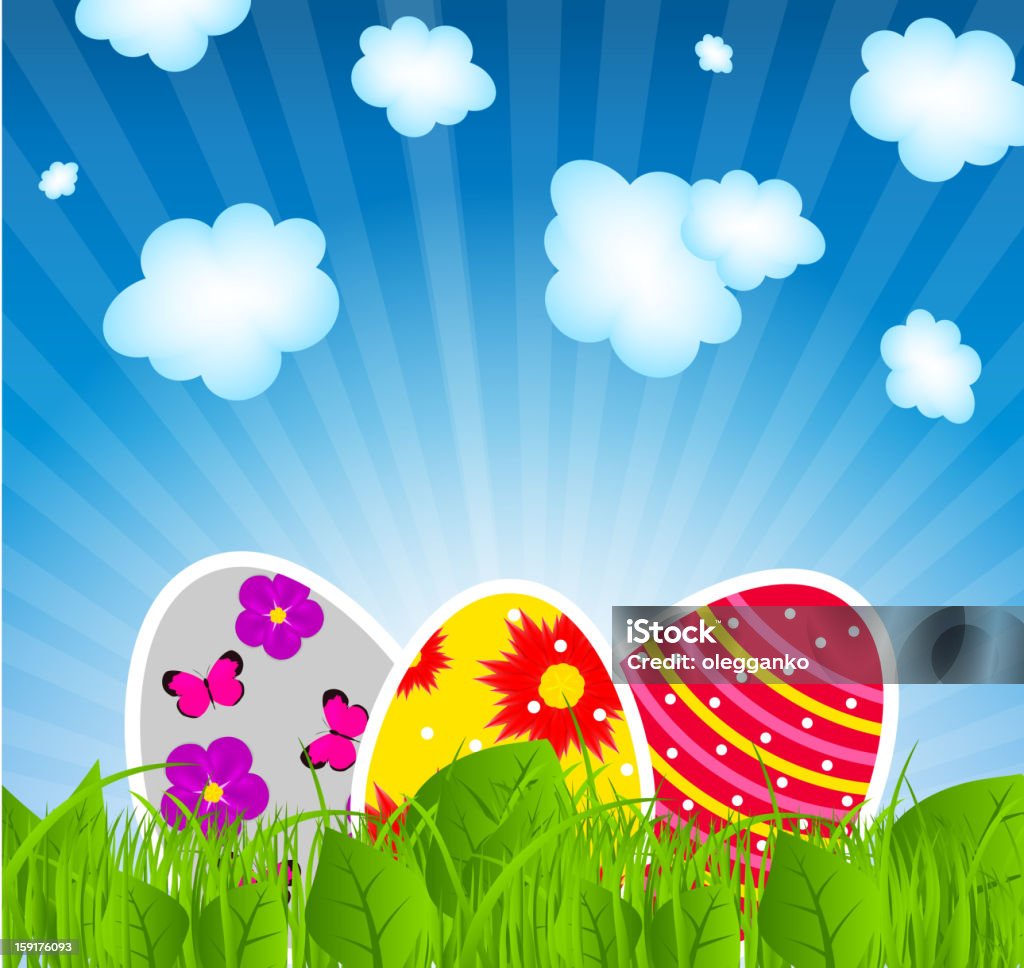 illustration vectorielle fond avec des œufs de Pâques - clipart vectoriel de Anniversaire d'un évènement libre de droits