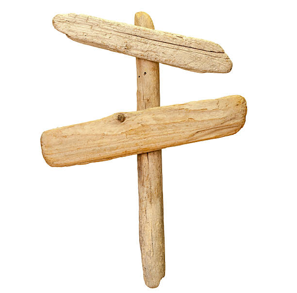 istock Empty wooden sign, board against white 159176451
