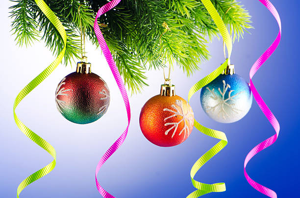 istock Baubles on christmas tree in celebration concept 159176680