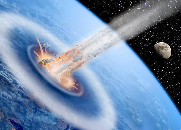 Asteroid hits Earth Asteroid impact on Earth asteroid stock pictures, royalty-free photos & images