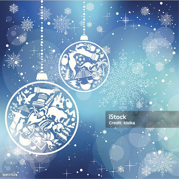 Carte De Noël Avec Symboles De Sites Vecteurs libres de droits et plus d'images vectorielles de Noël - Noël, Globe terrestre, Carte de voeux et d'anniversaire