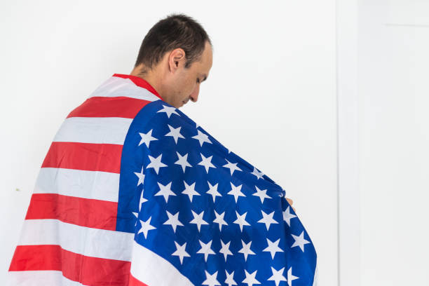 istock Usa patriotic background with national flag. 1591780544
