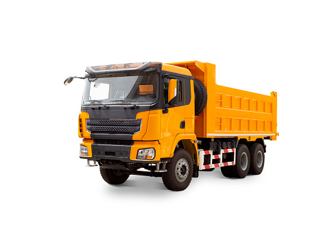 New Orange Construction Dump Truck Isolated on a White Background