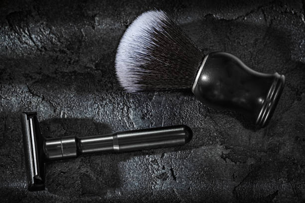 istock Black Barber Tools Safety Razor And Shaving Brush. 1591810297