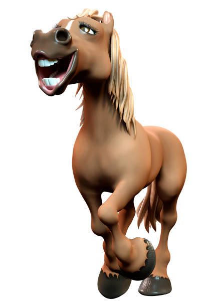 Beautiful chestnut pony, head shot against blue sky.