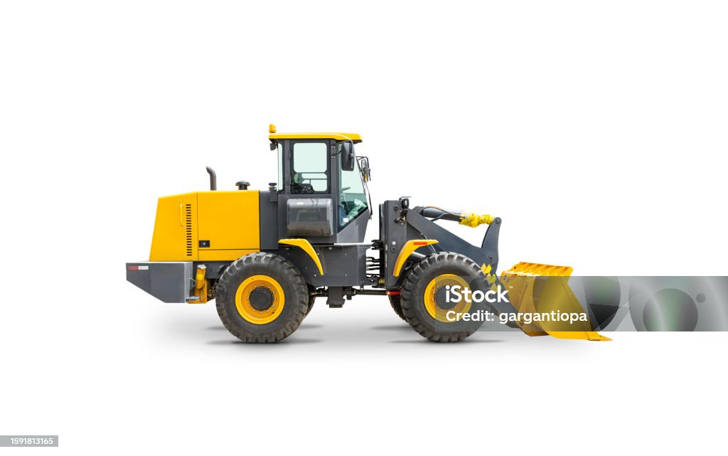 Front Loader Loading Machine Wheel Loader Isolated On White Background Yellow Front Loader Loading ...