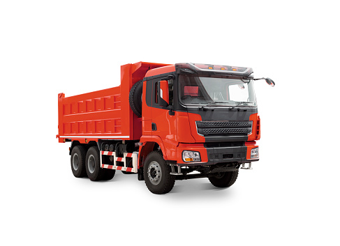 New Red Construction Dump Truck Isolated on a White Background