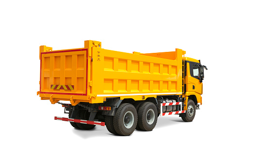 New Orange Construction Dump Truck Isolated on a White Background