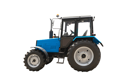 Blue Tractor Isolated on a White Background