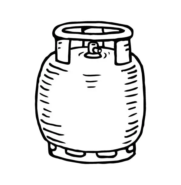 Vector illustration of Hand drawn Gas cylinder