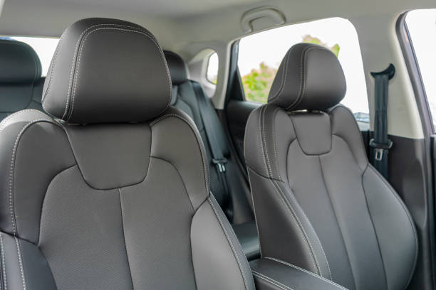 istock Car Inside. Interior of a Prestige Modern Car. Comfortable Leather Seats. Black Perforated Leather Cockpit. 1591838613
