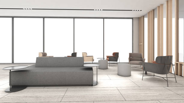 istock Office waiting areas and corridors in the building, office space,3d rendering 1591845242