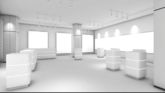 Exhibition area and product exhibition,3d rendering