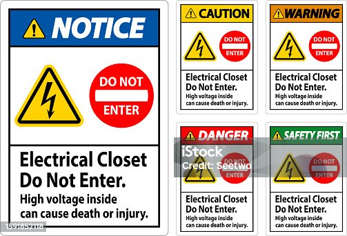 istock Warning Sign Electrical Closet - Do Not Enter. High Voltage Inside Can Cause Death Or Injury 1591852118