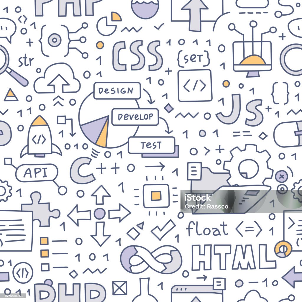 Software Engineering Doodle Seamless Pattern Stock Illustration ...