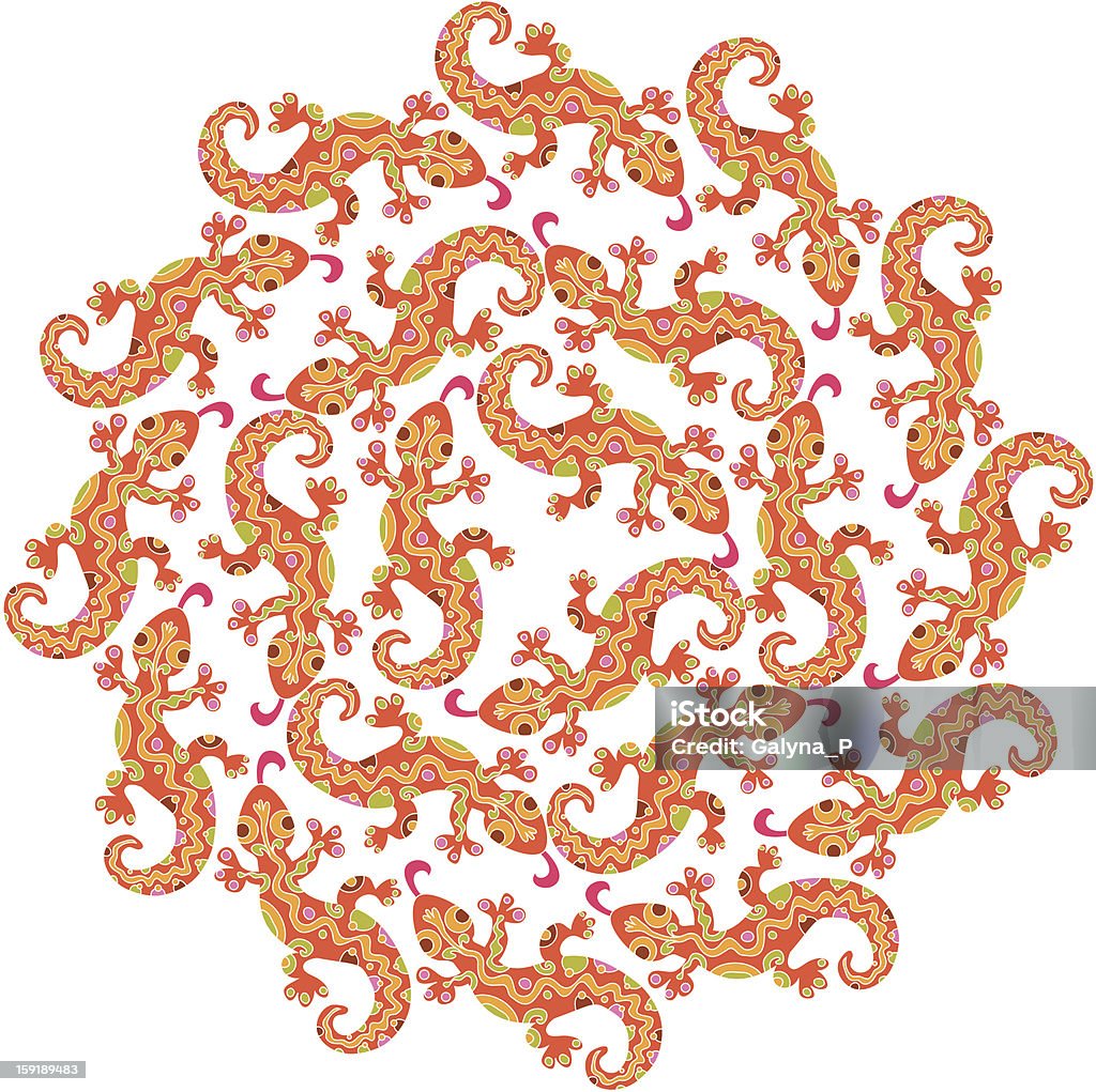 Lizard Design Patterns Colourful Lizard Pattern In Sun Shape Stock Illustration - Download ...