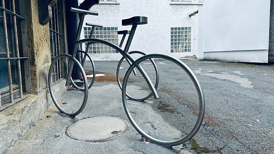 Bicycle stand in shape of a bicycle