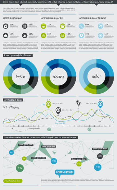 Info-graphic template containing different charts vector art illustration