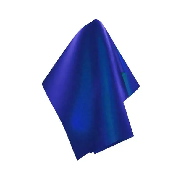 Vector illustration of Blue shiny fabric, handkerchief or tablecloth hanging