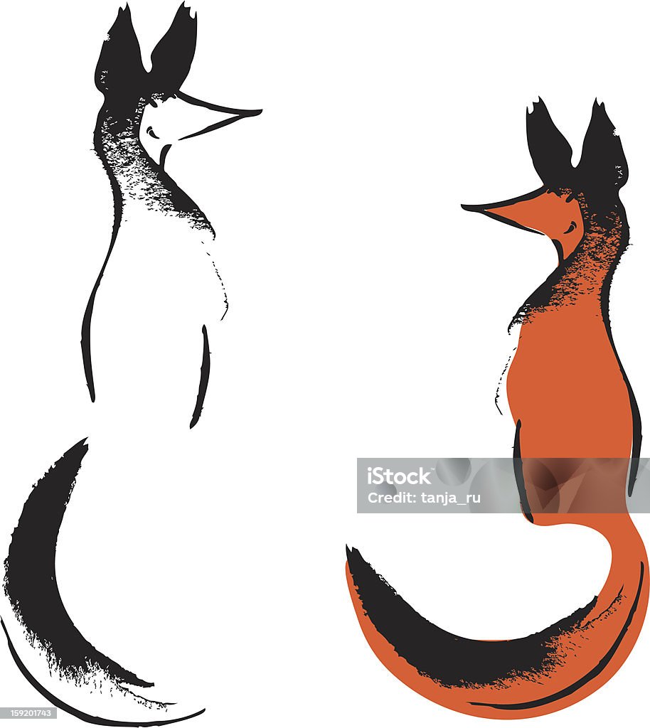 Dos fox - arte vectorial de Animal libre de derechos