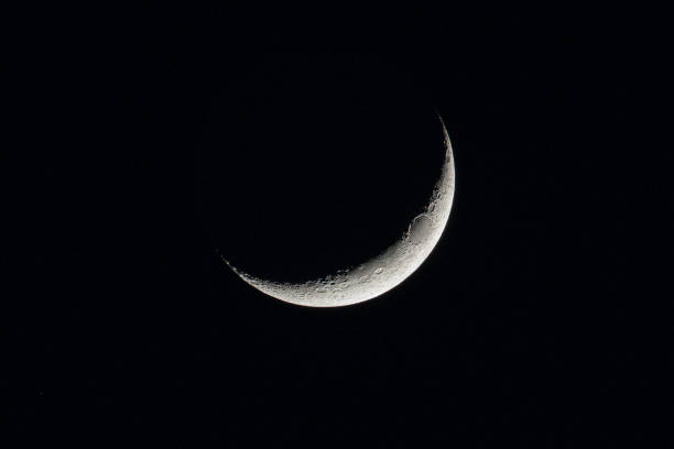 istock Waxing Crescent Moon. Moonlight In Night Sky. Bright Crescent Moon On Dark Black Night Sky. Amazing Night Sky Landscape And Moon, Stars. Real Sky With Crescent. Copy Space 1592021050