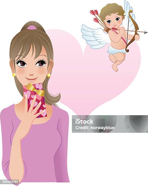 Fille Avec Cupidonsaintvalentin Vecteurs libres de droits et plus d'images vectorielles de Cupidon - Cupidon, Femmes, Personnes féminines