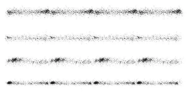 Vector illustration of Grunge Stroke Set. Splatter, Spray Paint. Splash Line, Brushstroke Spatter Collection. Black Stripe Graffiti. Texture Brush Effect. Abstract Graphic Design Element. Isolated Vector Illustration
