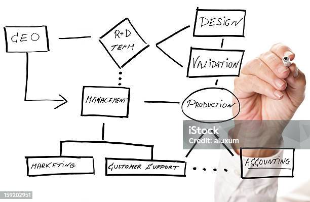 Diagrama De Empresa - Fotografias de stock e mais imagens de Caneta de Feltro - Caneta de Feltro, Fluxograma, Fundo Branco