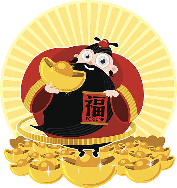 illustrazioni stock, clip art, cartoni animati e icone di tendenza di divinità della fortuna - chinese ethnicity god chinese new year luck