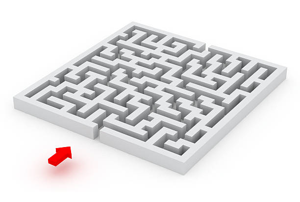 istock labyrinth and the red arrow 159204360