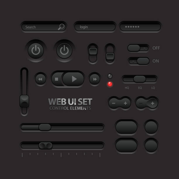 ilustrações de stock, clip art, desenhos animados e ícones de web elementos de iu - knob volume push button control