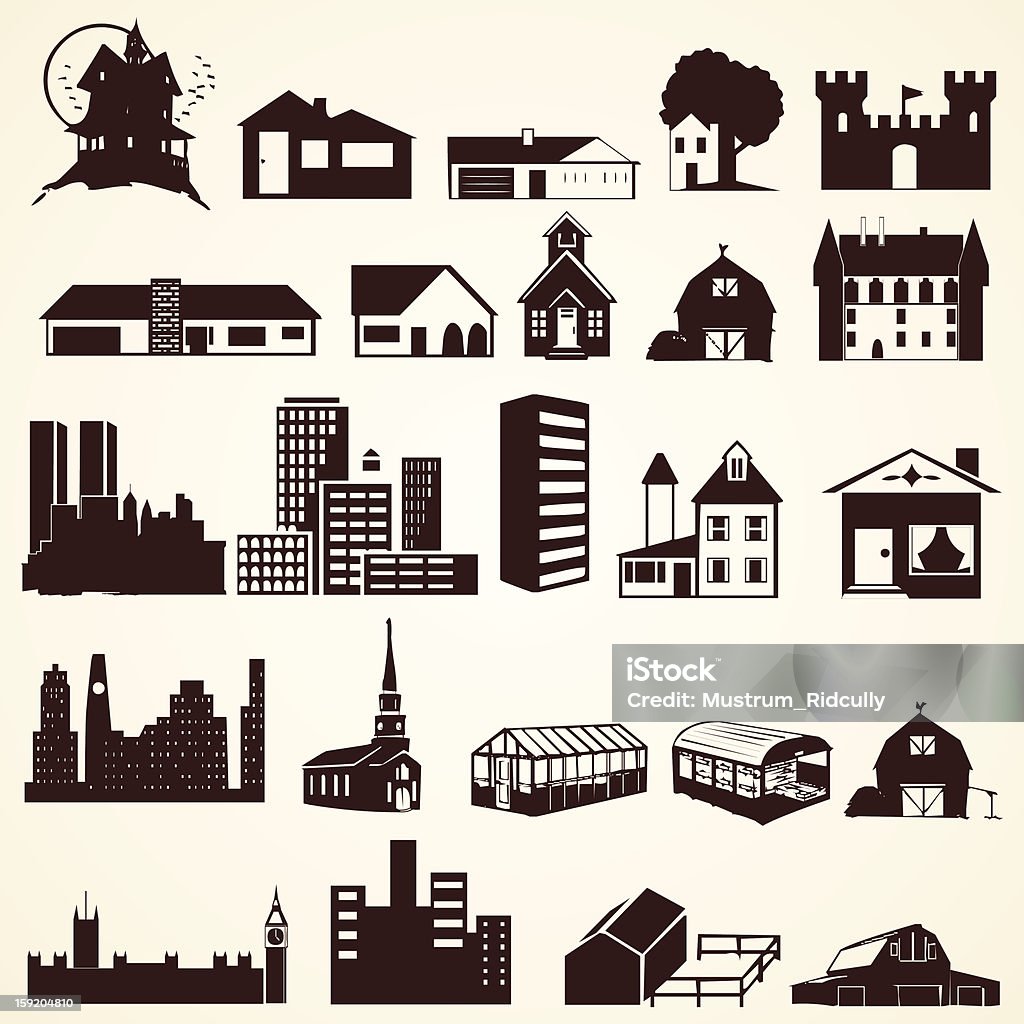 silhouettes des maisons des bâtiments - clipart vectoriel de Affaires libre de droits