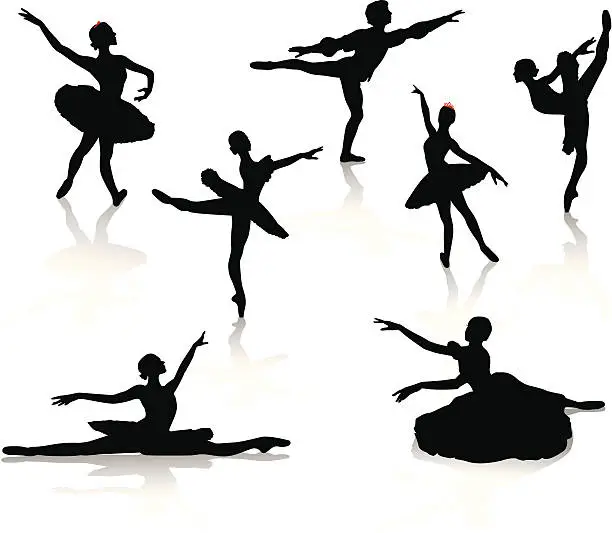 Vector illustration of Silhouette of ballerinas and dancer