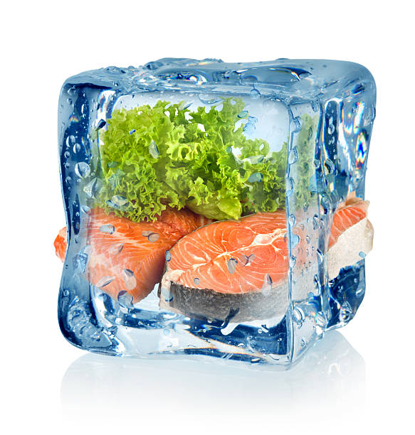 cubo de gelo e do peixe - iced fish imagens e fotografias de stock